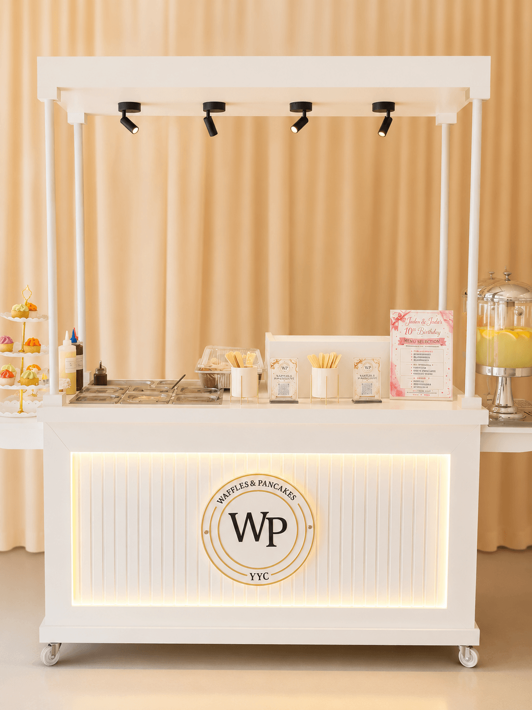 Waffles & Pancake YYC dessert cart prepared for an event